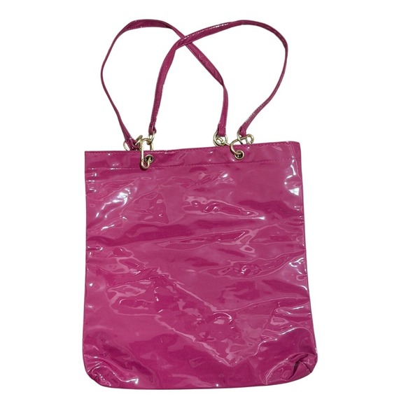 Jean Paul Gaultier Pink Patent Tote Bag Gold Logo Fuchsia Shoulder Bag